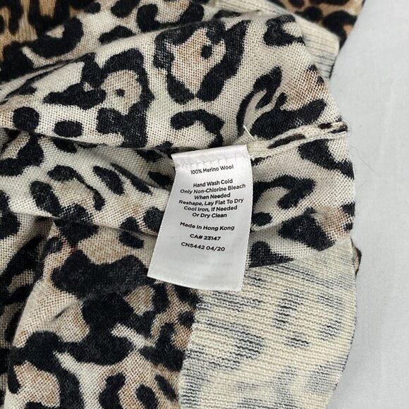 Talbots Pure Merino Wool Leopard Print Sweater Long Sleeve Pullover Womens M - Picture 4 of 11